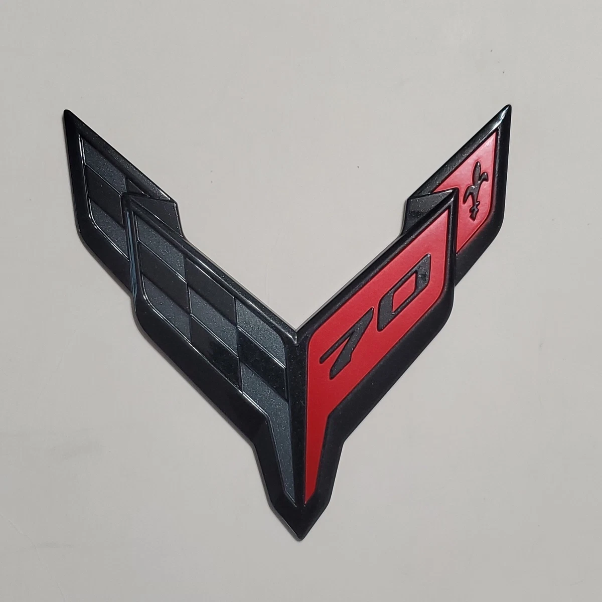Rear Bumper Emblem For 1984-1989 Chevrolet Corvette – Red & Black, Unbranded