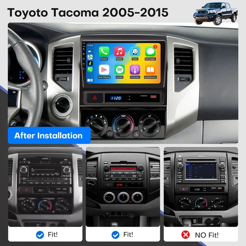 Car Radio for Toyota Tacoma 2005-2015 10" Touchscreen Wireless Carplay & Andr... - Image 3 of 4