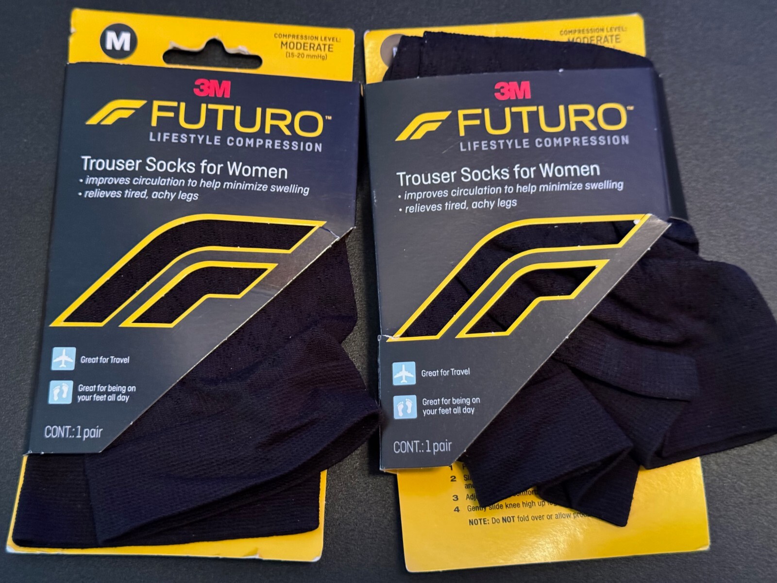 2PK 3M FUTURO Medical Compression Trouser Socks for Women MEDIUM
