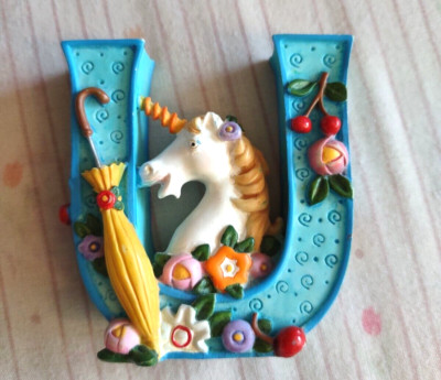 Mary Engelbreit Alphabet Letter U Unicorn Resin Figure 2 1/2'' From 1999