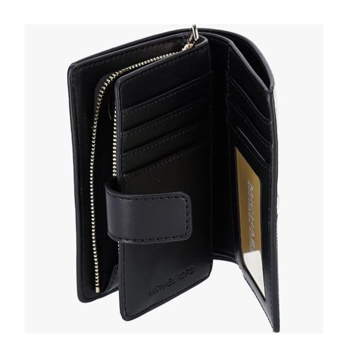 Michael Kors Jet Set Medium Two-Tone Logo Wallet Black Combo