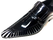 Chelsy extravagant leather men's shoe slipper black white leather sole unique 42