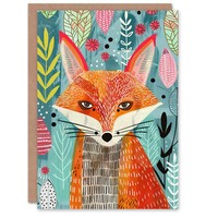 HinterhäLtig Garten Folk Muster Design Fuchs Geburtstagskarte
