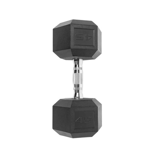45lb Black Dumbbell Rubber Coated Hex Dumbbell for Home Gym, Single Dumbbell US