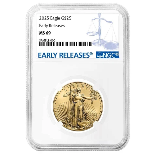 2025 $25 1/2-oz American Gold Eagle NGC MS69 ER Blue Label