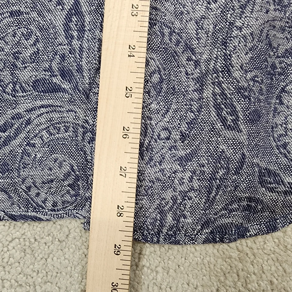 Camisa Tasso Elba Para Hombre Grande Estampado Paisley Manga Larga Abotonada Lino 15 1/2 Foto 4 de 4