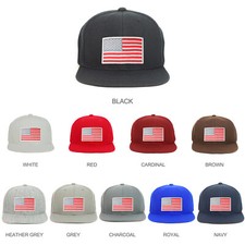 Youth Kid Size Red Grey American Flag Patch Flat Bill Baseball Cap - FREESHIP