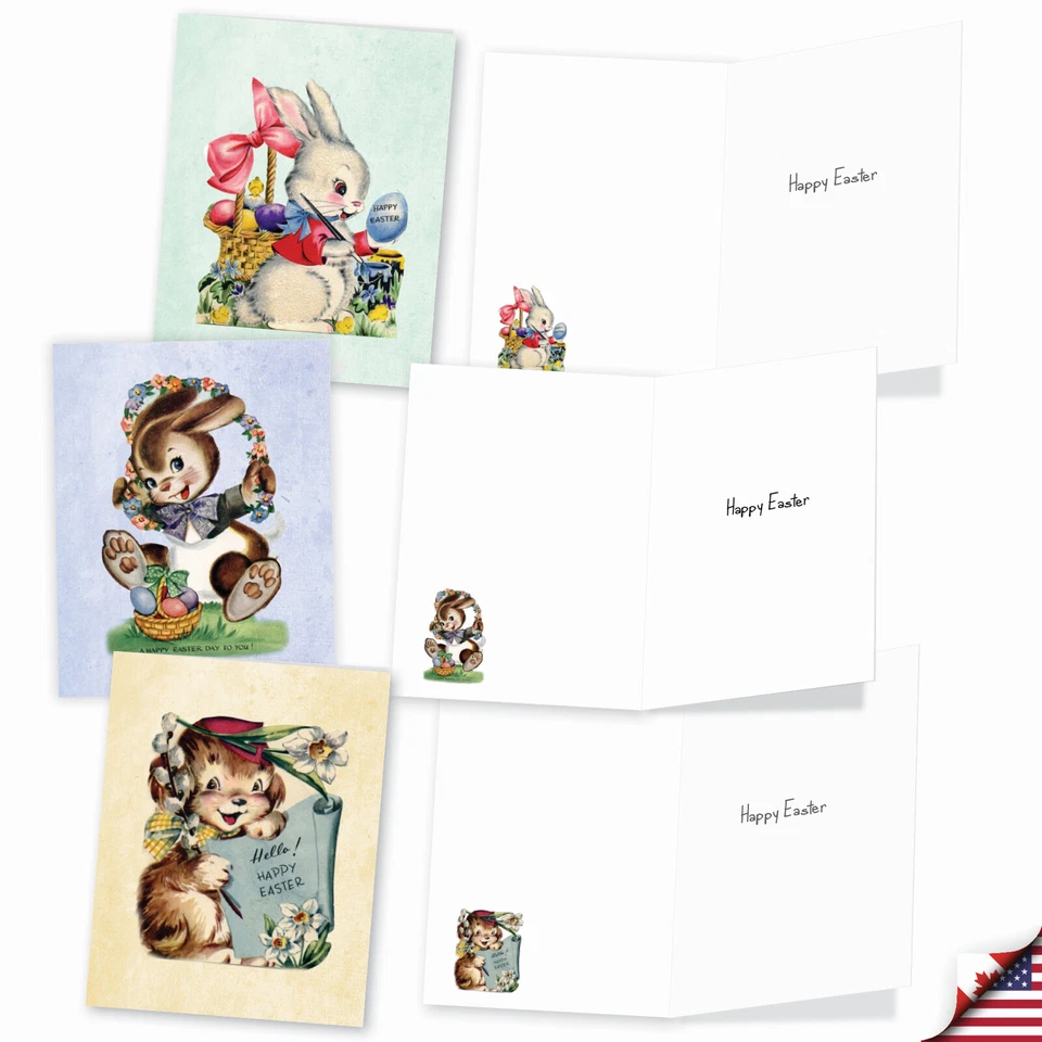 20 Assorted Easter Notes w/ Envelopes (10 Designs, 2 Each) Vintage Spring Kids - Image 4 of 4