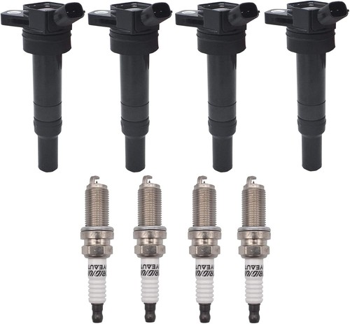 Paquete de 4 bobinas de encendido + bujía para Hyundai Elantra Tucson Kia Forte Soul UF651 - Imagen 1 de 7