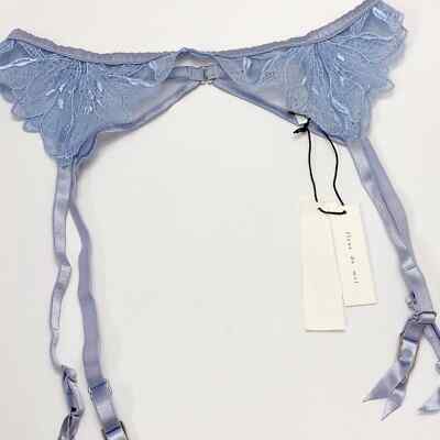 Fleur du Mal Lily pastel sky blue lace garter belt XS NWT | eBay