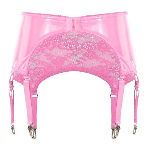 UK Womens Lace Patchwork Leather Garter Belt High Waist Lingerie Suspender Belts - Picture 39 of 44