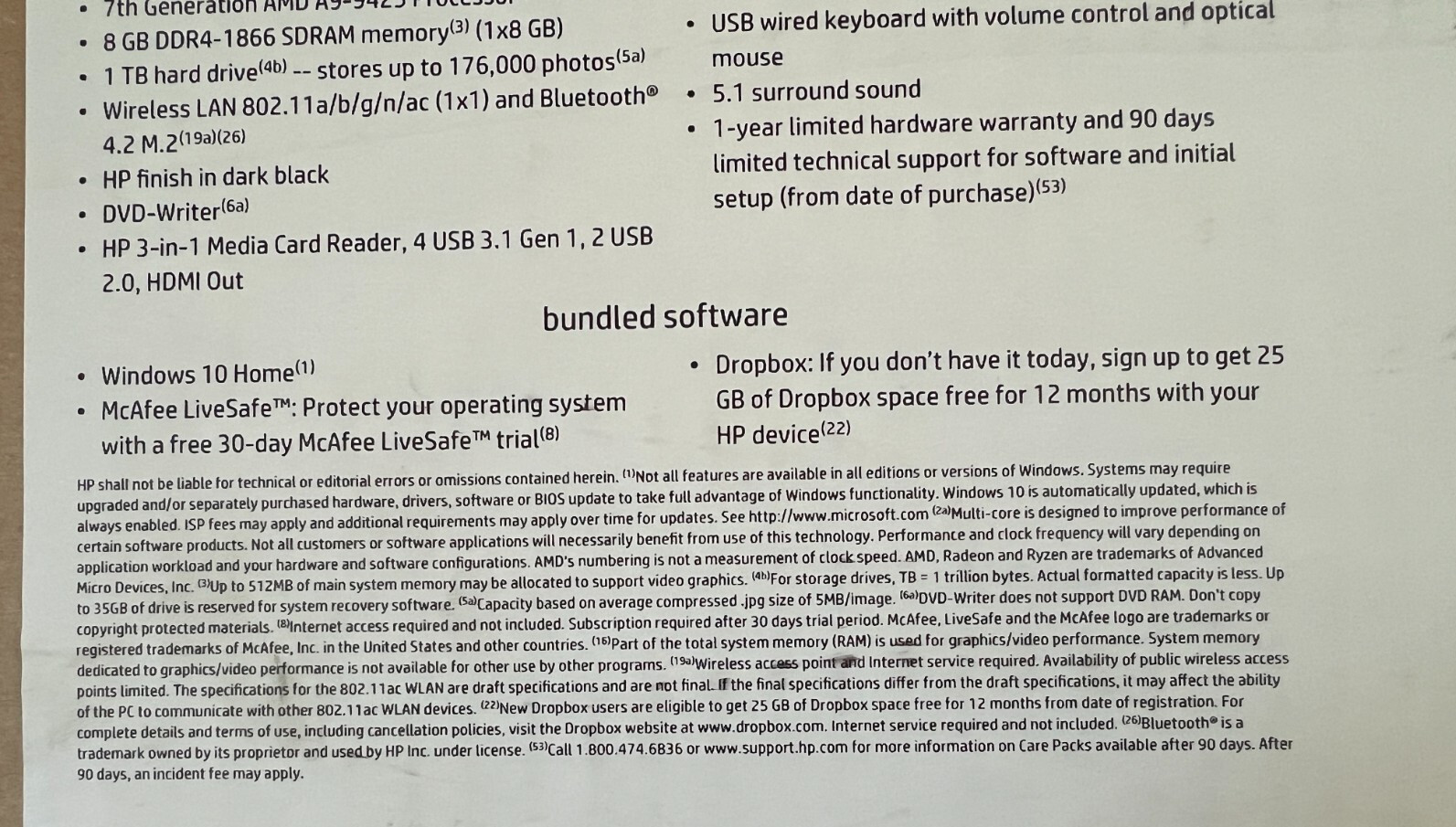 HP SLIM DESKTOP 290-a0026 7th Gen 8GB RAM 1 TB HDD Hard Drive NEW IN BOX SEALED