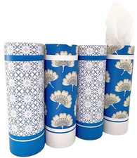 Car Tissues Holder with Facial Tissues - 4 PK - Travel Tissue Tubes Box Conta...