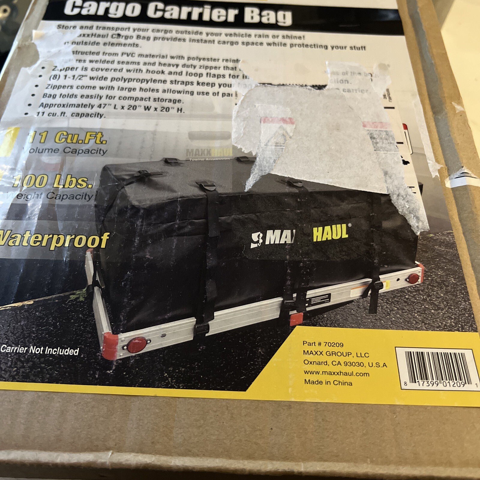 MaxxHaul 70209 Cargo Carrier Bag Heavy Duty and Water Resistant 47" x
