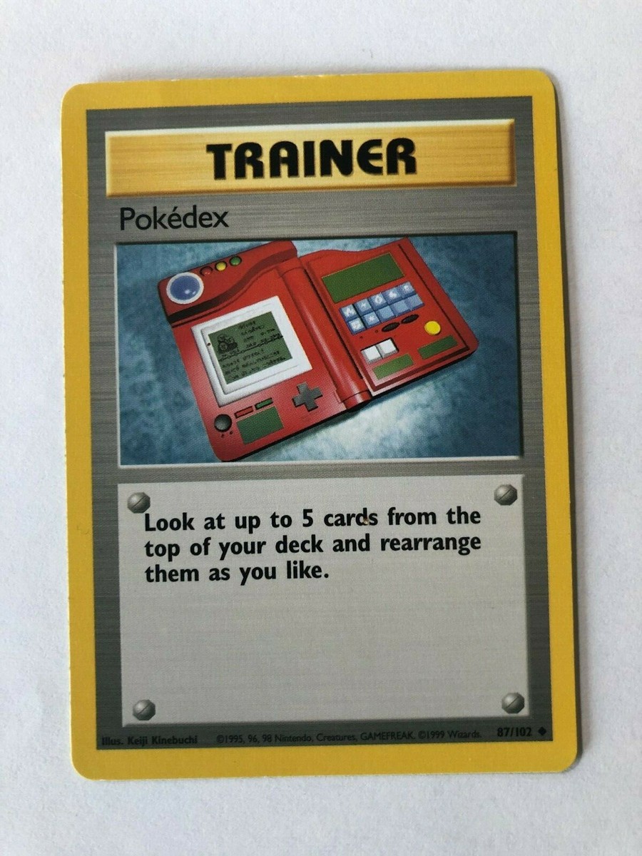 VERY RARE 1995, 96,98 POKEMON POKEDEX TRAINER CARD 87/102 BASE SET