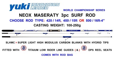 YUKI NEOX MASERATY SURF ROD 3pc SLHMC BEACHCASTER FUJI TITANIUM