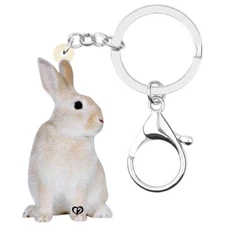 Easter Acrylic Rabbit Hare Bunny Keychain Ring Trendy Jewelry For Women