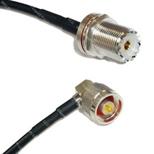RFC195 UHF Female BULKHEAD to N MALE ANGLE Coax RF Cable USA-Ship Lot