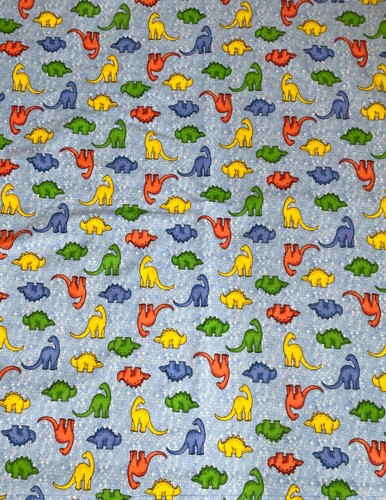 Handmade Flannel Minky Baby Blanket Blue Multi Color Dinosaurs - Picture 5 of 6