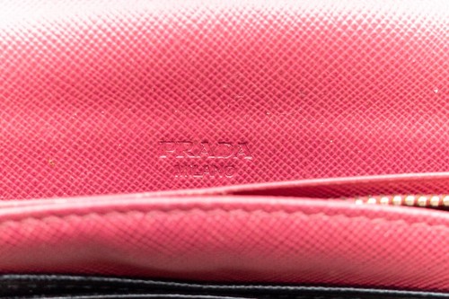 PRADA Leather Long Bifold Wallet Saffiano Black Authentic from JAPAN - Picture 9 of 19