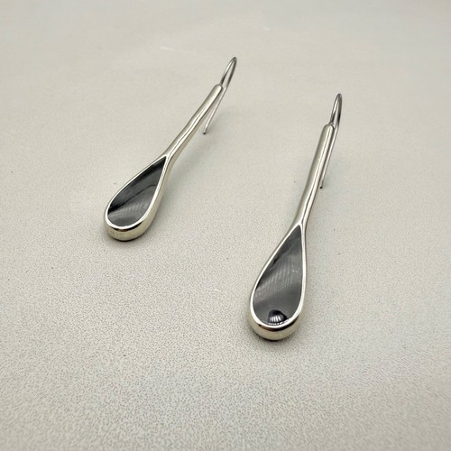 Liai Sophia Earrings Womens INK SPOT Silver Tone Black Dangles 2.25 Inch Drop - Picture 11 of 14