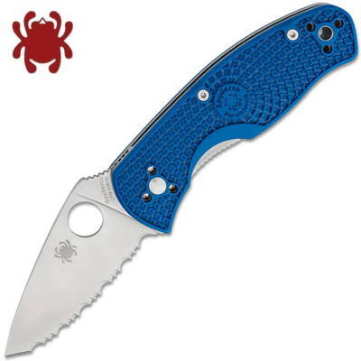 Spyderco Persistence S35VN Satin Serrated Blade Blue FRN Handles C136SBL