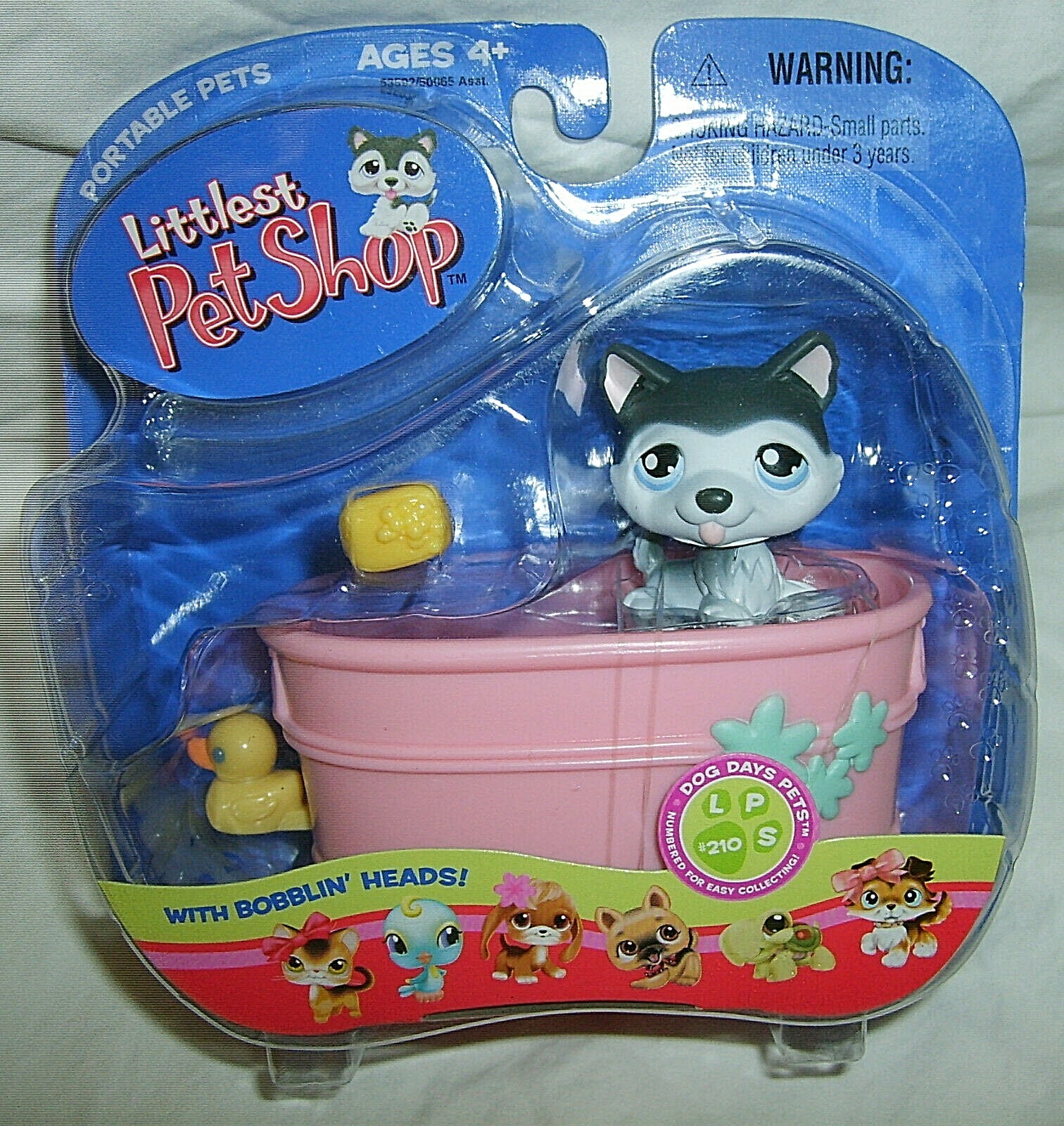 Littlest Pet Shop Husky Puppy Dog #210 w/Bathtub, NIP 2006 Release RARE ...