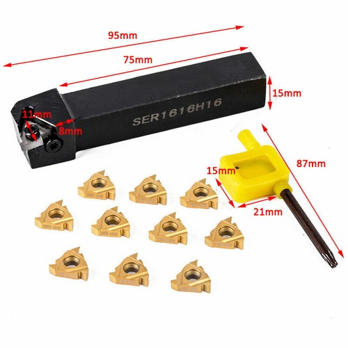 SER1616H16 Threading Turning Tool Holder Boring Bar + 10pcs 16ER AG60 Insert - Picture 4 of 12