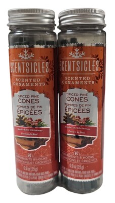 ScentSicles Spiced Pine Cones SCENTED CHRISTMAS TREE ORNAMENTS 6 Sticks Lot of 2
