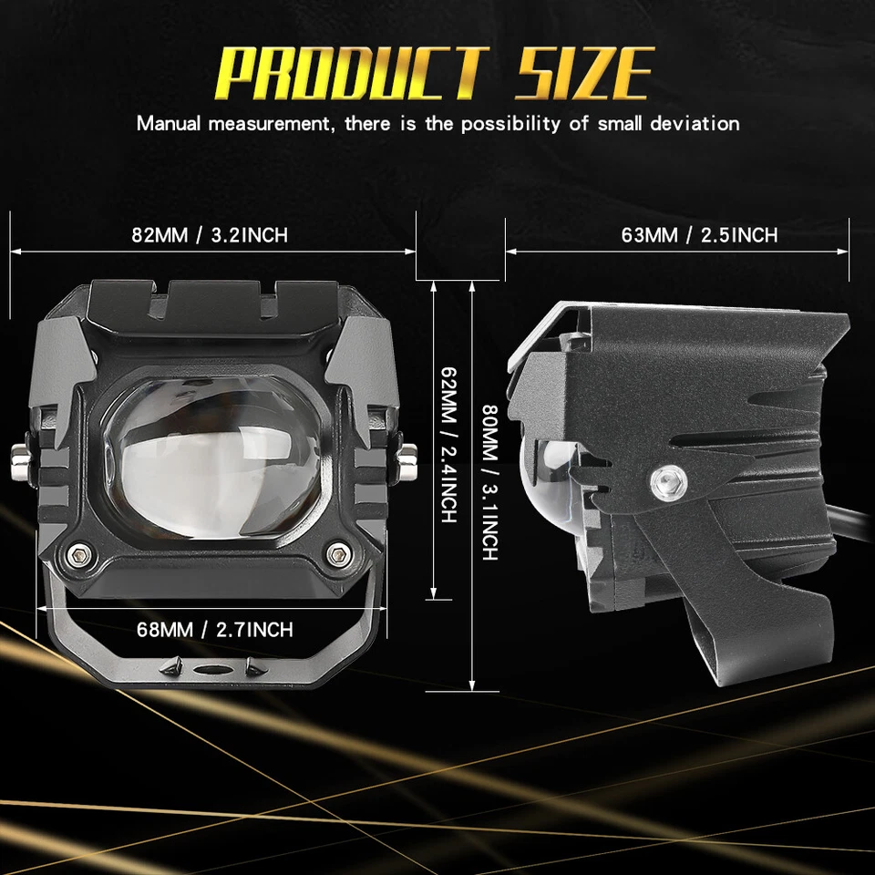 2X 3inch LED Work Light Bar Cube Pods Offroad Driving Fog Lamp Spot Amber White - Image 4 of 4