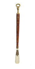 22" Long Exquisite Wooden Shoe Horn Vintage Style Stick Brass Shoe Horn