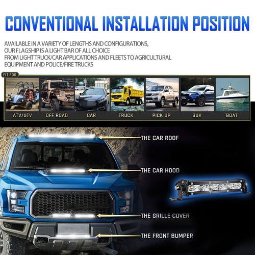 20" LED Work Light Bar+ Wire Fit GMC Sierra Chevrolet Silverado 1500 2500 3500HD - Picture 14 of 16