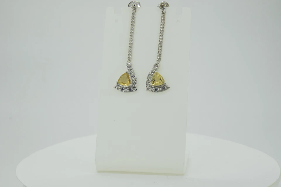 Eleganti Orecchini In Argento 925 Con Citrino E Topazio Bianco Da 1,15 Carati - Immagine 2 di 4