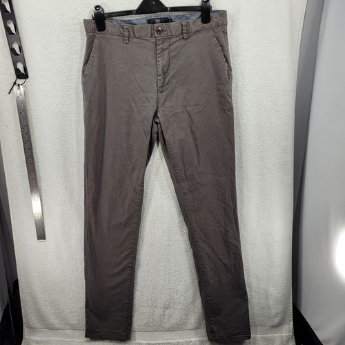 NEXT Trousers Mens Size 34 W 33 L WORN IN Grey Slim Fit Straight Leg