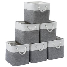 11 X 11 Inch Storage Cubes 6 Pack Large Collapsible Fabric Storage Bin With Rope