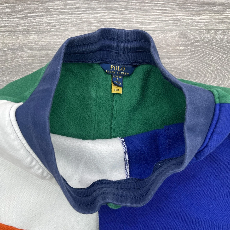 Polo Ralph Lauren Shorts Boys Large 14-16 Blue Green Colorblock Fleece Pony - Image 4 of 4