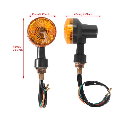2 X Motorcycle Bullet Turn Signals Blinker Light Black Amber For Honda Kawasaki - Picture 3 of 12