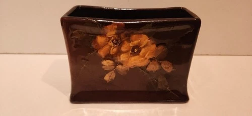 Rozane Ware Royal Art Floral Pottery Brown Vase Gloss Glaze signed Roseville