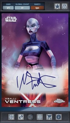 Asajj Ventress - Signatures Purple 199cc Star Wars Card Trader Topps Chrome 2025