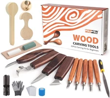Wood Carving Kit 22PCS Wood Carving Tools Hand Carving Knife Set with Anti-Slip 
