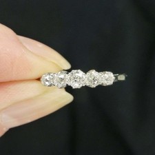 Five Stone 1.50Ct Round Cut Diamond Anniversary Ring 14k White Gold Over Size M