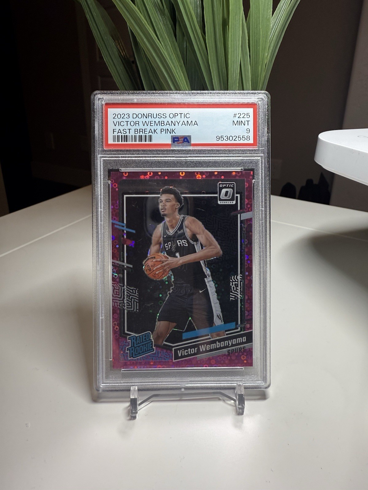 2023 PANINI DONRUSS OPTIC FAST BREAK PINK #225 VICTOR WEMBANYAMA RC 7/25 PSA 9
