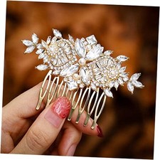 Crystal Bride Wedding Hair Comb Silver Flower Bridal Headpieces gold crystal
