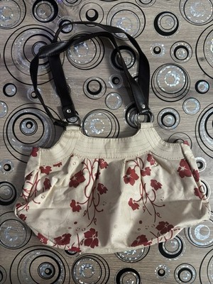 LBVYR Damenhandtasche | Rote Blumen | Beige | Guter Zustand