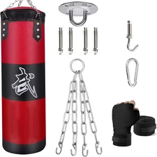 Hanging Punching Bag Set Unfilled, Heavy Boxing Bags Kickboxing Bag for Adults K