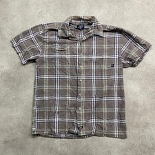 Dickies Shirt Mens Medium Plaid Check Workwear Short Sleeve Button-Up, Grey