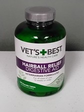New! Vet's Best Hairball Relief Digestive Aid 180 Chewable Tablets Exp. 04/2028