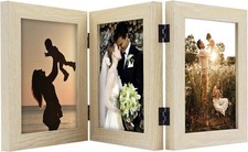 Golden State Art, 5x7 Three Picture Frame Trifold Hinged Photo Frame with 3