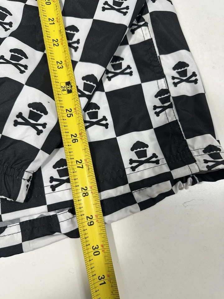 Johnny Cupcake Windbreaker Unisex Size Large Black White Checkered Skull 1/2 Zip - Image 4 of 4