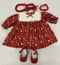 American Girl Bitty Baby Holiday Set Dress Headbands Red Shoes Socks 1995 Retire